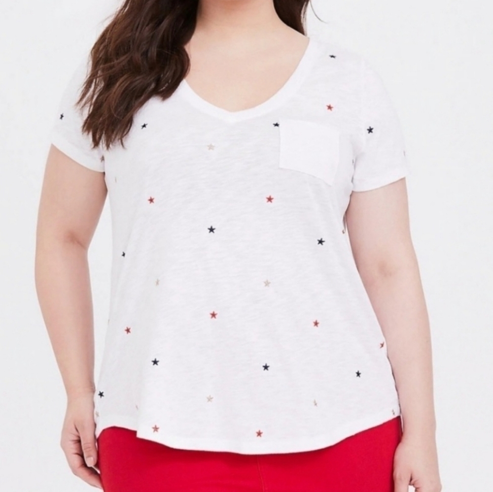 Torrid Perfect Super Soft Crew Neck Tee with Embroidered Stars